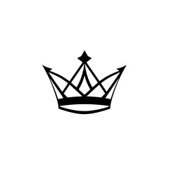 A minimalistic crown, simple black silhouette on a white background, showcasing a black crown in a clean design.