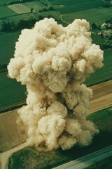 Explosion creates mushroom cloud over agricultural fields, possibly for military use