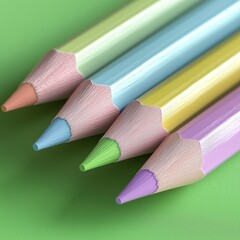 colored pencils on green background