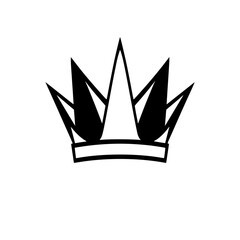 Monochromatic Crown Graphic: A stylized and symmetrical, sharp crowned image, black and white.