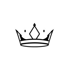 A minimalist, black-and-white illustration of a crown on a white background, minimalist style.