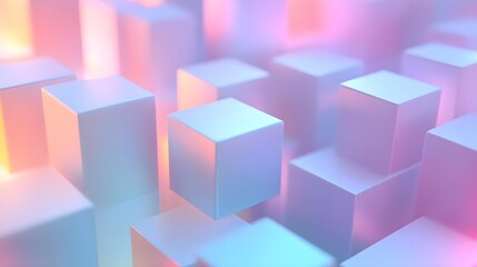 Obraz premium Abstract Digital Art With Soft Lighting and Cubes in Vibrant Colors