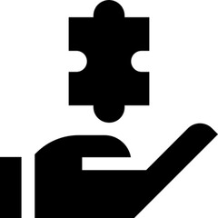 Minimalist problem-solving icon in SVG format, featuring a gear and puzzle piece glyph symbol. Ideal for critical thinking, troubleshooting, innovation, and solution-oriented designs.

