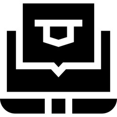Minimalist online education icon in SVG format, featuring a laptop and book glyph symbol. Ideal for e-learning, digital courses, virtual classrooms, and remote learning designs.

