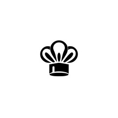 Black Chef Hat on White Background, Minimalist Design and Bold Graphic.