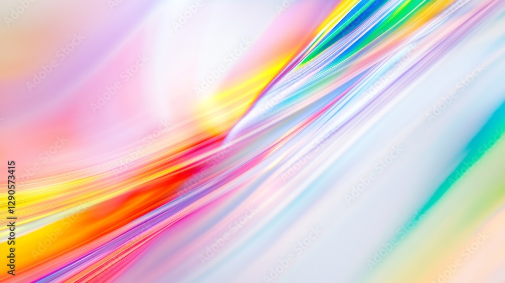 Poster an explosion of colors flows gracefully over a soft white background, blending vibrant rainbow hues 