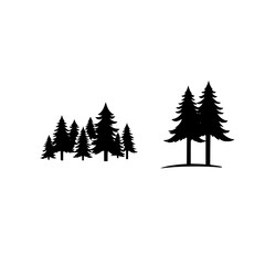 Obraz premium Silhouette of Pine Trees: A Simple Minimalist Illustration on a White Background.