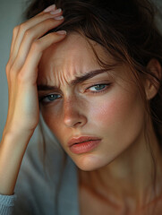 Woman expressing deep thought in natural light