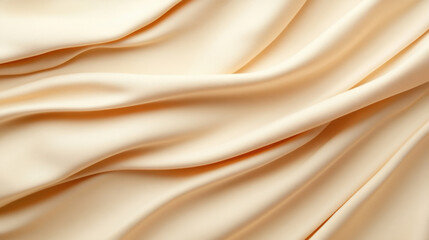 Soft beige fabric with elegant drapes and smooth texture, perfect for various design projects. gentle waves create luxurious feel and aesthetic appeal