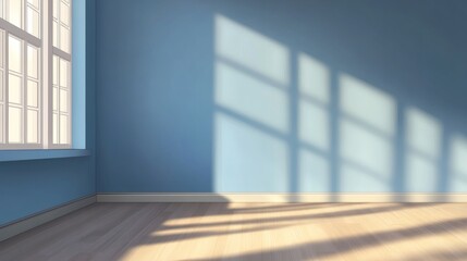 Obraz premium Bright Blue Room with Natural Light and Soft Shadows on the Floor