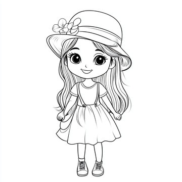 girl wearing hat smiling clip art preview
