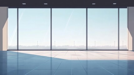 Fototapeta premium Bright Modern Interior Space with Large Windows and Natural Light