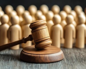 Wooden gavel, crowd, courtroom, justice