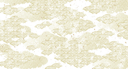 海　波のある和風背景イラスト