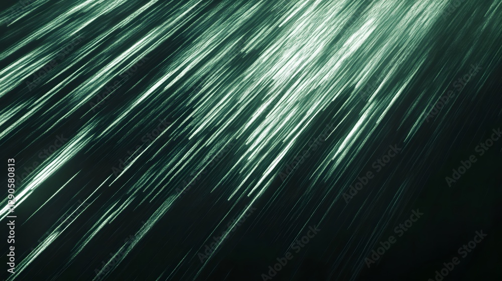 Poster green lines moving across a dark background abstract composition