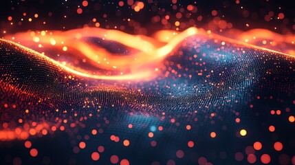 Obraz premium Futuristic space design with glowing particles, distant stars, and radiant nebulae 