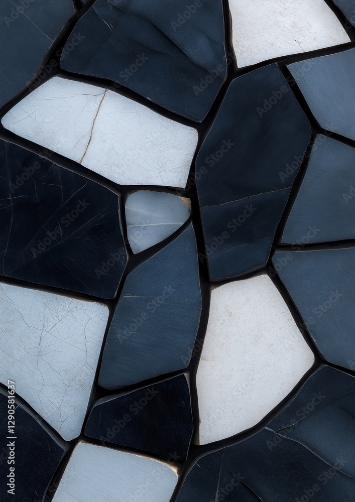 Poster close-up of a mosaic-like pattern made up of small, irregularly shaped stones. the stones are arrang