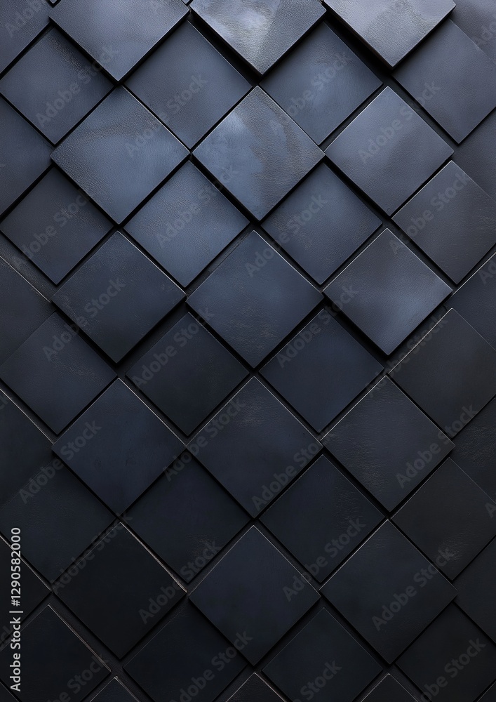 Poster close-up of a wall made up of small, square-shaped tiles arranged in a grid-like pattern. the tiles 