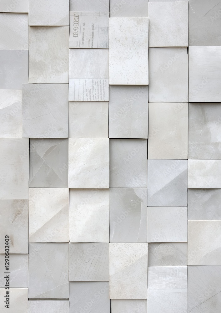 Poster close-up of a wall made up of small square tiles arranged in a grid-like pattern. the tiles are whit