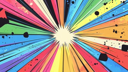 Colorful Explosion Background with Dynamic Rays and Splashes