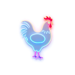 Chicken holographic 3D icon. neon symbol vector illustration isolated on white background. Generative AI
