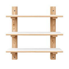 Fototapeta premium Flat style illustration of a wall shelf, isolated on a white background. PNG