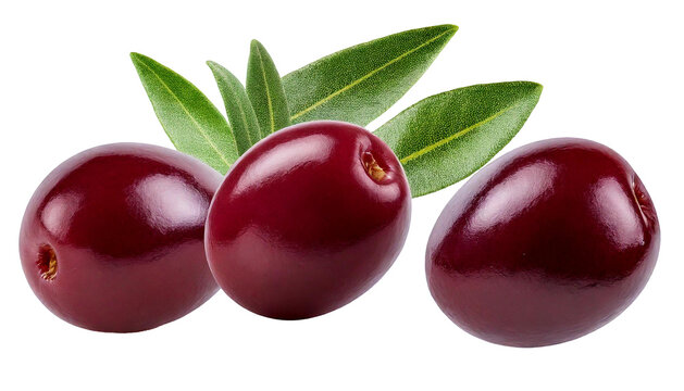 Freigestellte Kalamata Oliven: Dunkelviolett, mandelf&ouml;rmig und aromatisch, ideal f&uuml;r Salate, Antipasti und mediterrane Gerichte aus Griechenland
