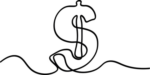   Dollar Sign Continuous Line Art Vector Graphic