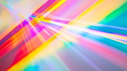 Obraz premium Radiant hues of pink, blue, and yellow streak across a pristine white background, creating a lively symphony of color and motion. This dazzling display radiates joy and creativity