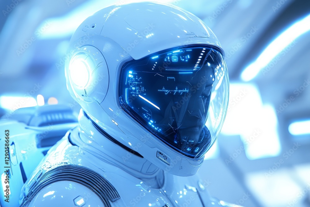 Fototapete advanced space suit design with futuristic features in a high-tech environment
