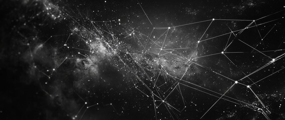 Hyper-realistic depiction of stars and constellations forming a C on a black background with connecting lines