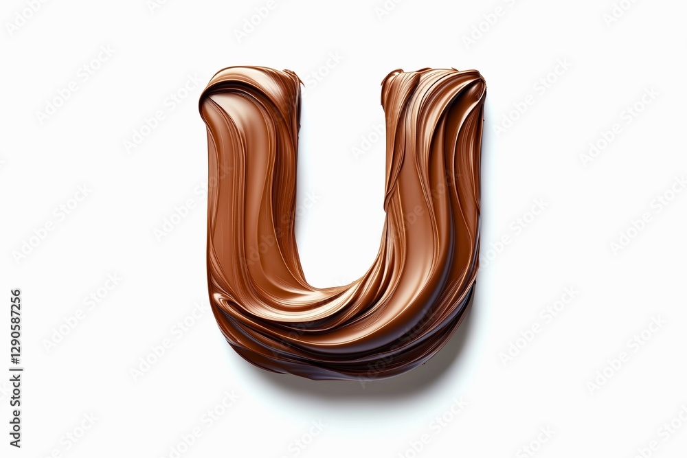 Fototapete letter u designed with flowing cocoa texture isolated on white background