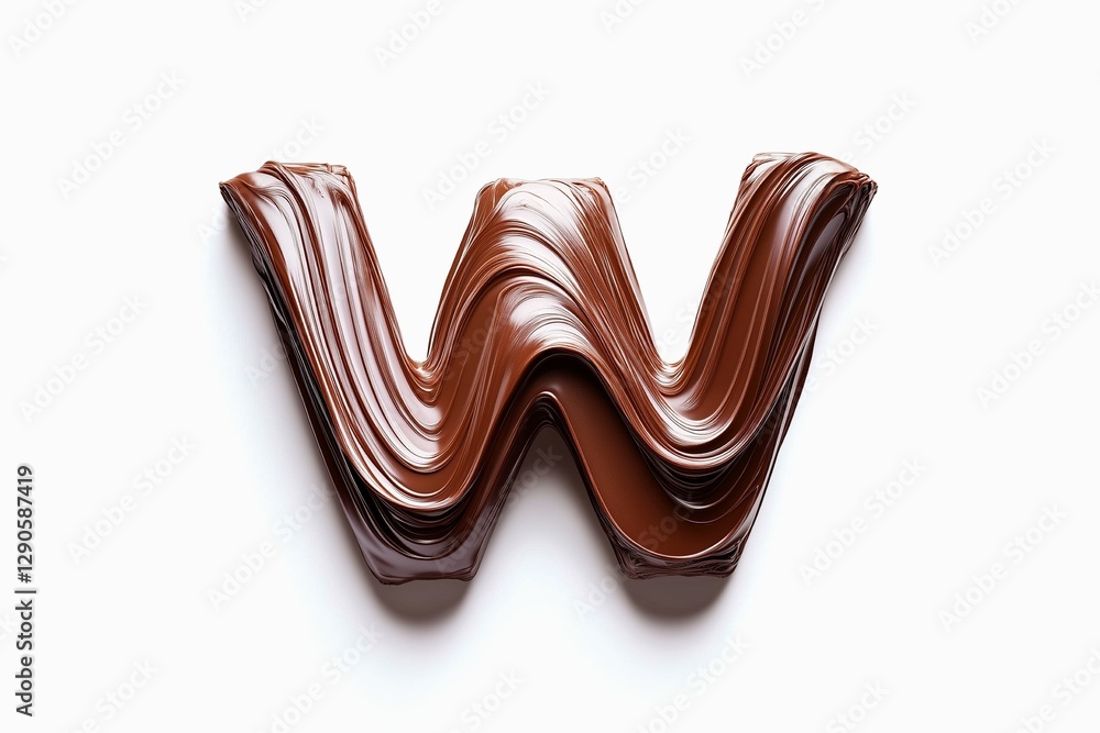 Fototapete letter w designed with flowing cocoa texture isolated on white background