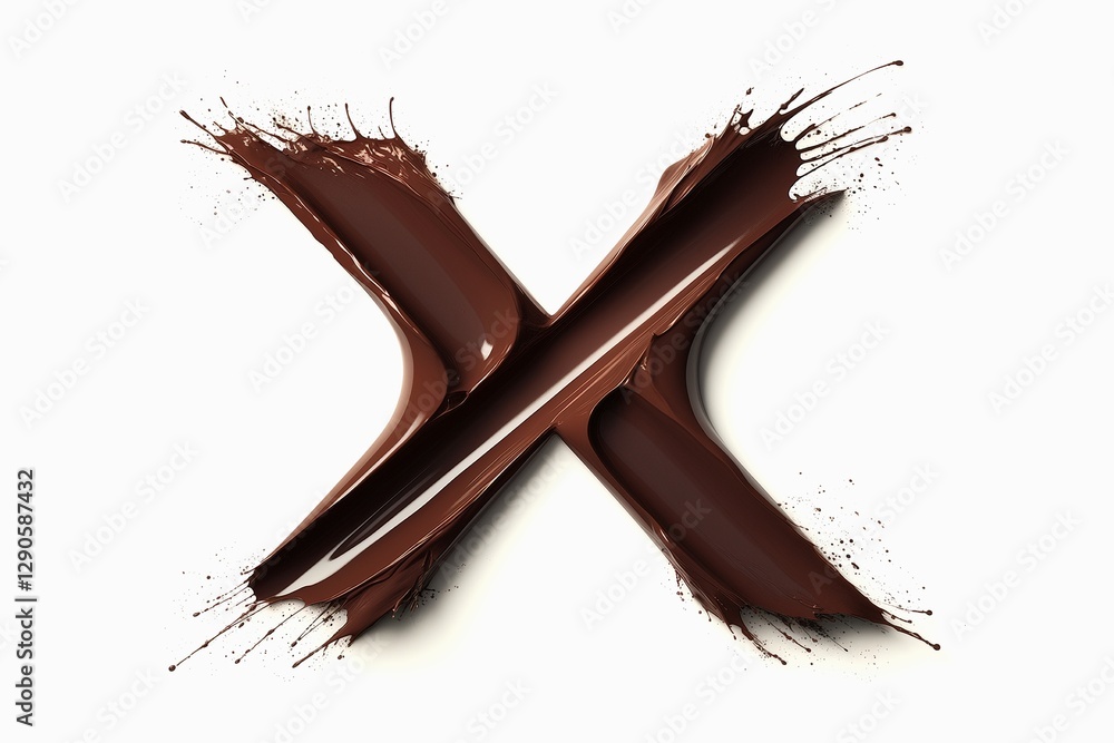 Fototapete letter x designed with flowing cocoa texture isolated on white background