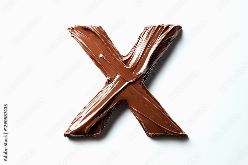 Fototapete letter x designed with flowing cocoa texture isolated on white background