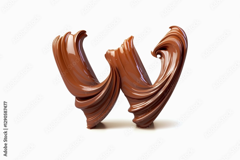 Fototapete letter w designed with flowing cocoa texture isolated on white background