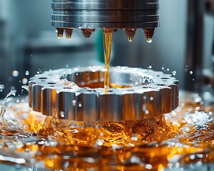 Metal machining using oil fluid and machine gears
