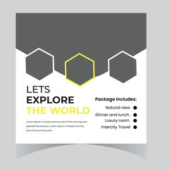 Travel tour adventure vacation social media post design and web template and square flyer design