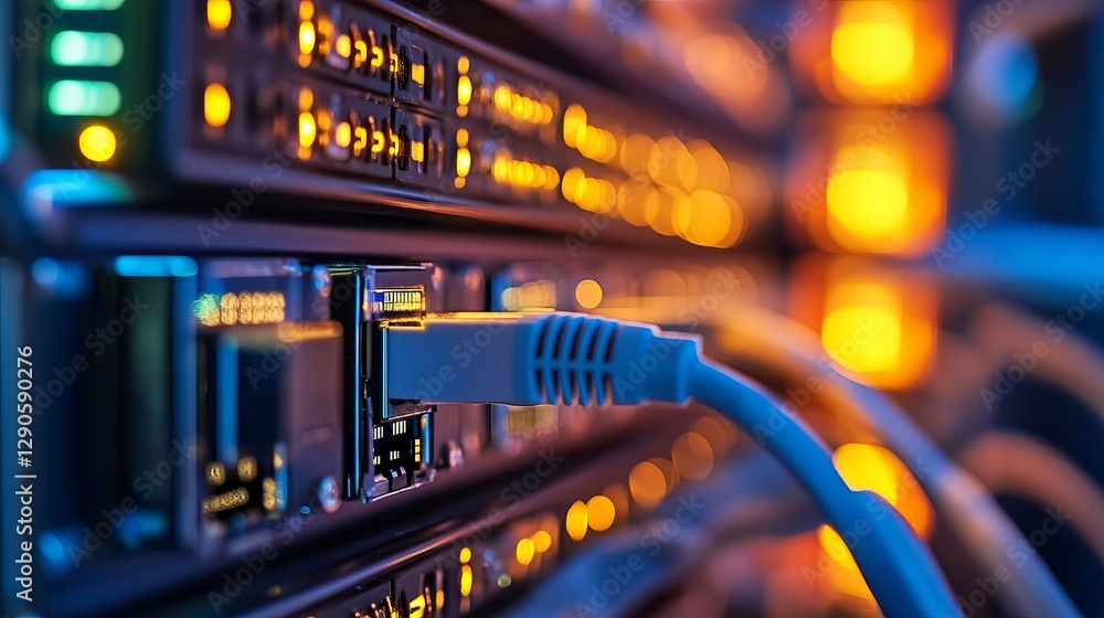 Aufkleber network server technology digital cable connection data center modern infrastructure powerful comput