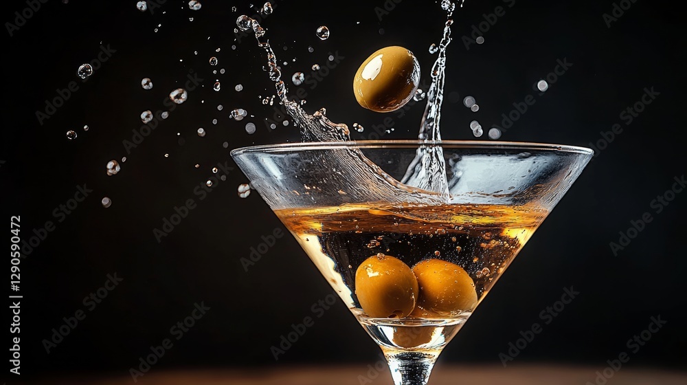 Aufkleber glass of wine with olives floating in it. the image has a mood of relaxation and enjoyment