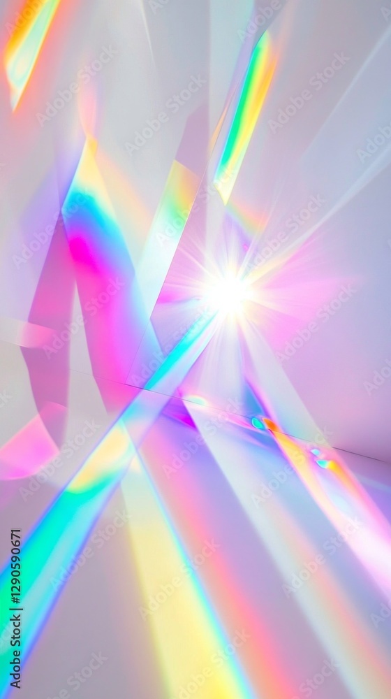 Poster a stunning display of vivid rainbow colors emerges as light refracts through a prism. this enchantin