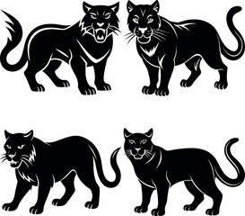 Wildcat Logo Silhouette Vector Ideal for Sports & Wildlife Themes.