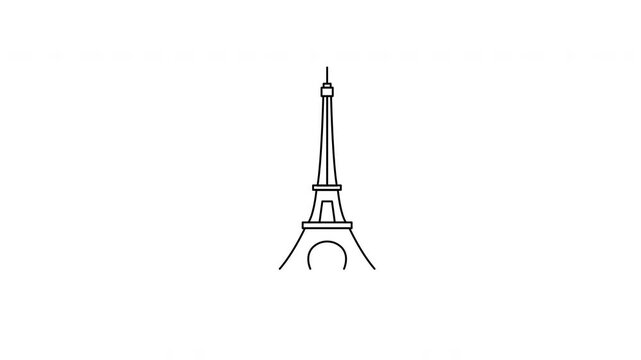 Eiffel tower line animation paris city symbol