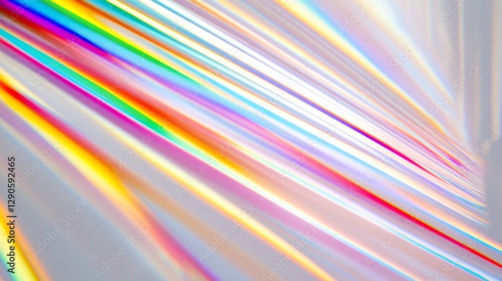 Poster a captivating display of rainbow colors streams diagonally across a bright, white backdrop, evoking 