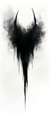 Fototapeta premium Abstract black ink dripping ominous horns