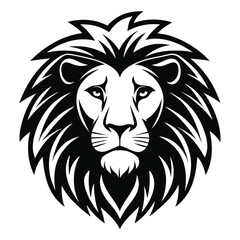 Lion Face Outline in Silhouette