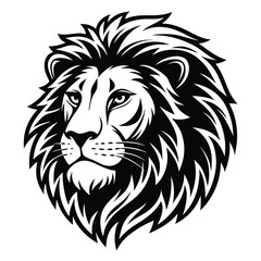 Obraz premium Black Silhouette of Lion Head