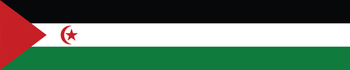 Sahrawi Arab Democratic Republic flag long banner digital vector illustration