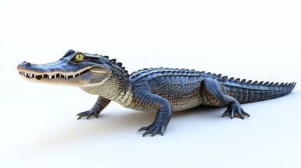 Obraz premium Realistic 3D Illustration of a Crocodile on a White Background