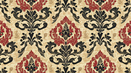 Curtains Vector damask vintage seamless pattern background.